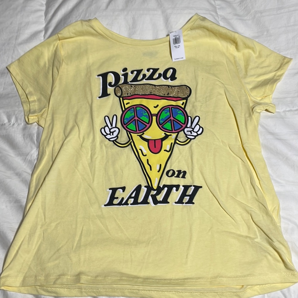 Old Navy NWT Short Sleeve Girls Plus Tee - Pizza on Earth Graphic Tee